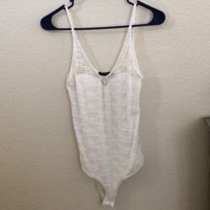 White lace body suit